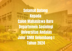 Selamat Datang Calon Mahasiswa Baru Departemen Sosiologi Jalur SIMA Universitas Andalas Gelombang I Tahun 2024