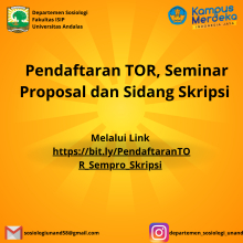 Pengumuman Pendaftaran Term Of References (TOR), Seminar Proposal dan Sidang Skripsi S-1 Sosiologi Tahun 2024.