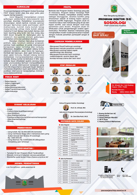 PENERIMAAN MAHASISWA BARU PROGRAM DOKTOR SOSIOLOGI FISIP UNIVERSITAS ANDALAS TAHUN AJARAN 2025/2026